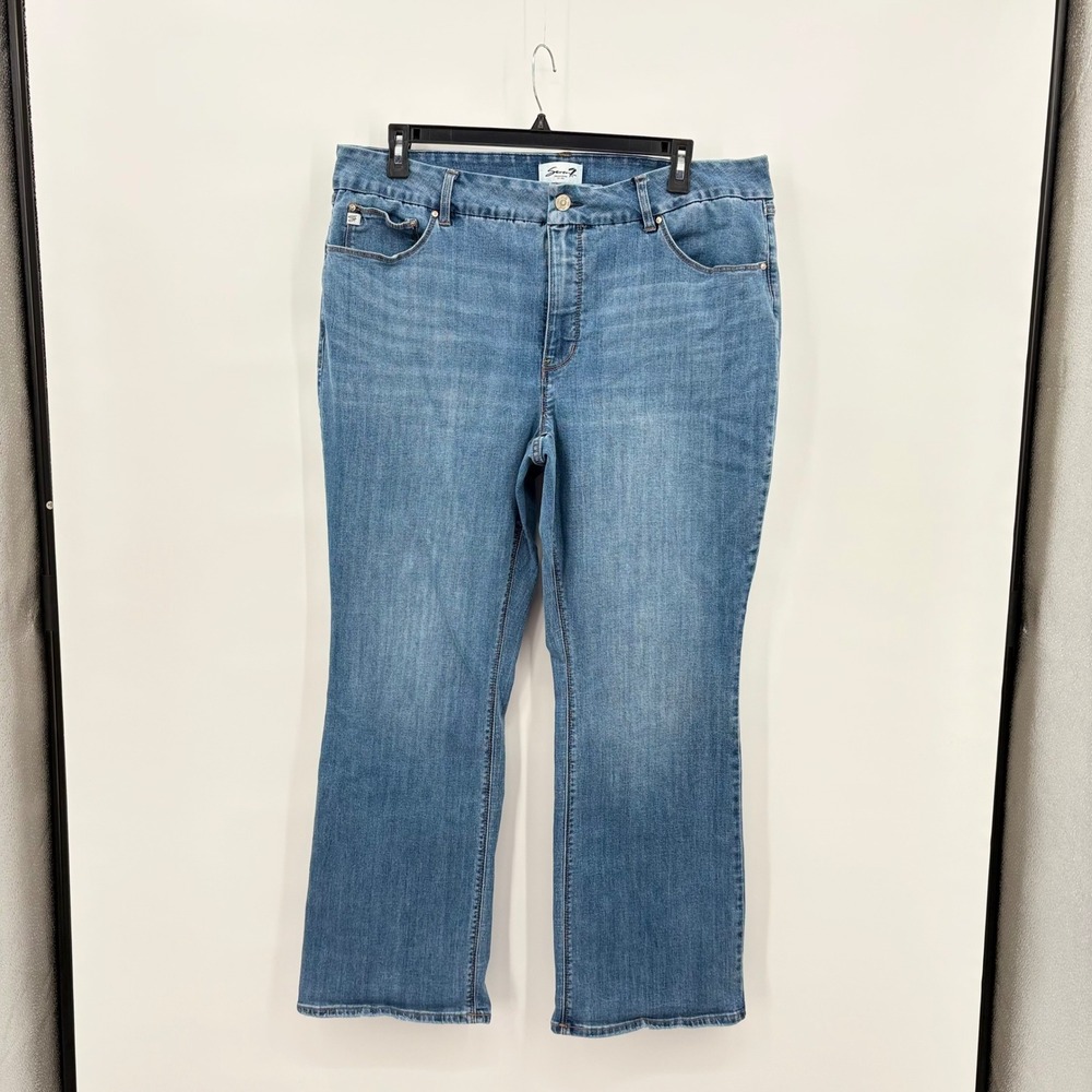 Seven7 Tummyless High Rise Bootcut Jeans City Breeze Blue Womens 18W SX1036IDE